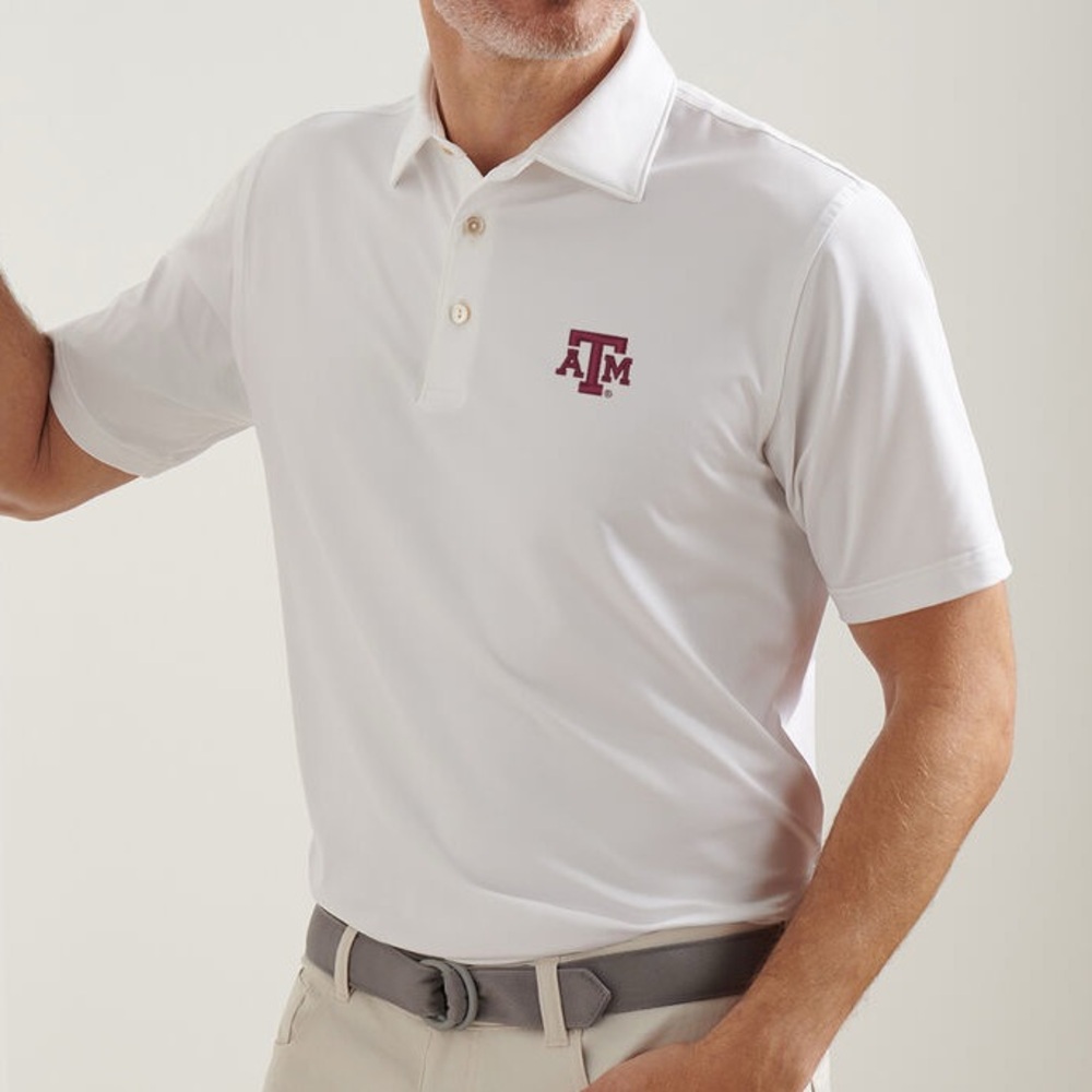 Peter Millar White Maroon Texas A&M Solid White Performance Polo Sz XXL
